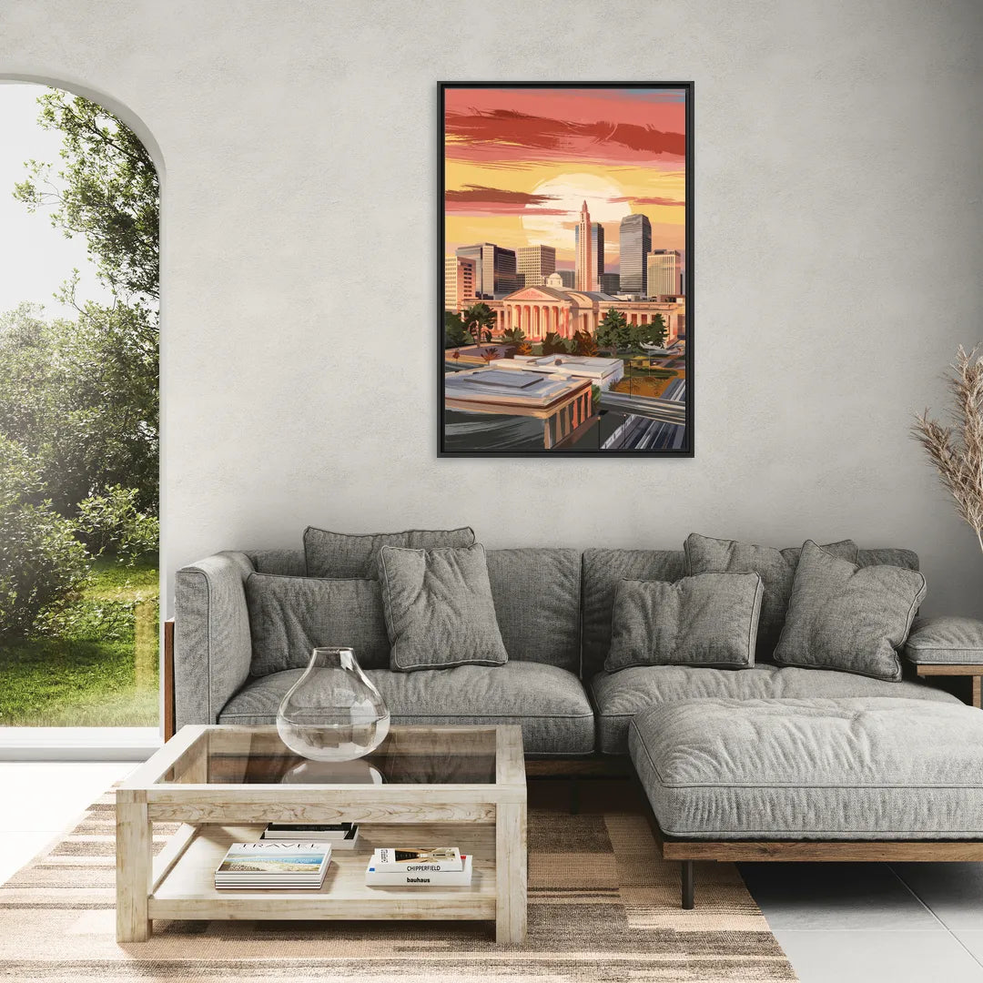 Joseph Skyline Sunset - Living Room Black Frame Canvas