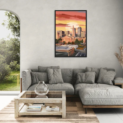 Joseph Skyline Sunset - Living Room Black Frame Canvas