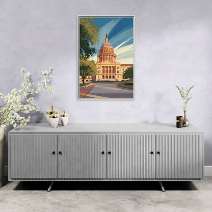 Austin Capitol Building Charm - Living Room White Frame Canvas