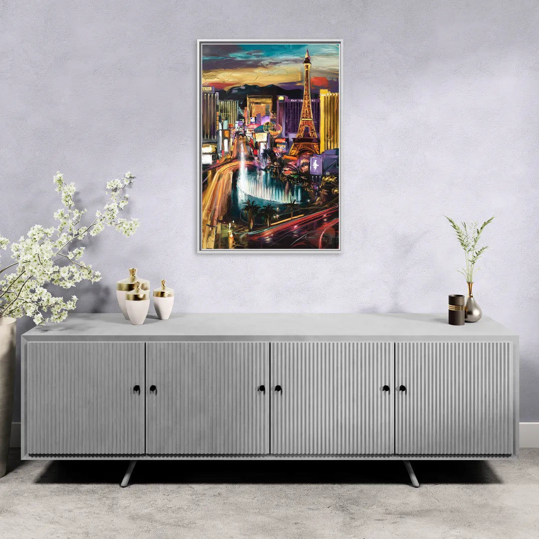Las Vegas Iconic Strip - Living Room White Frame Canvas