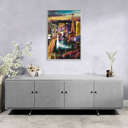 Las Vegas Iconic Strip - Living Room White Frame Canvas