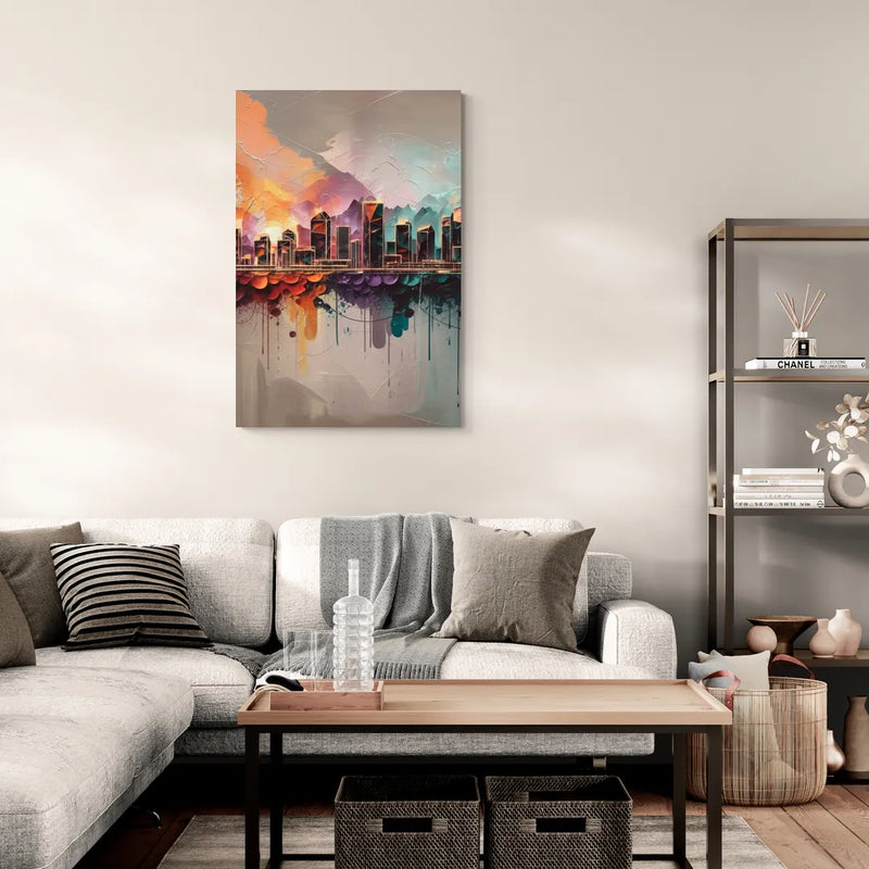 Denver Artistic Skyline - Canvas Wall Art Living Room