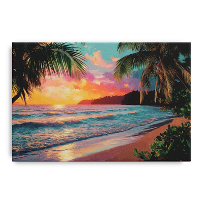 Myrtle Beach Waves And Palms - Canvas Wall Art