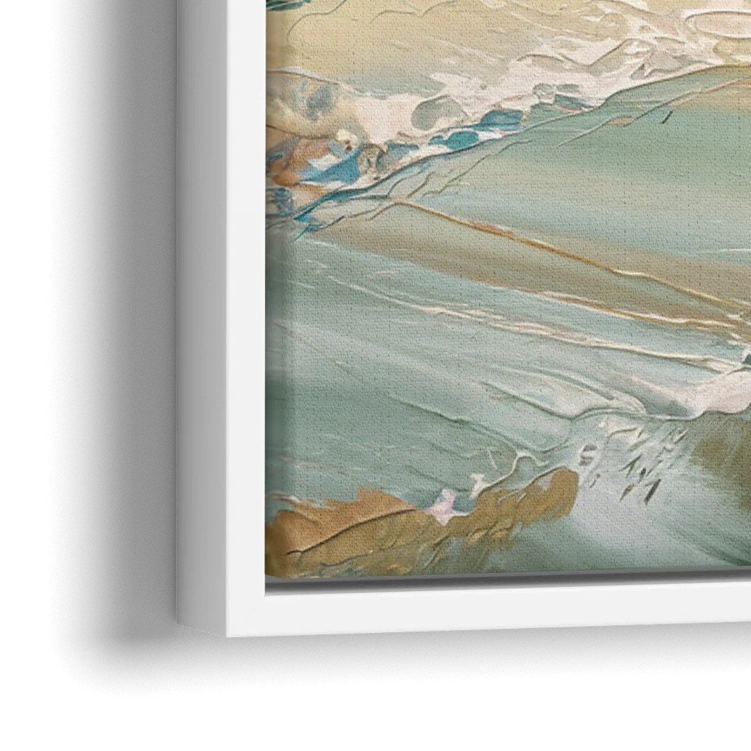 Seaside Shoreline Escape - Close-Up White Frame Canvas