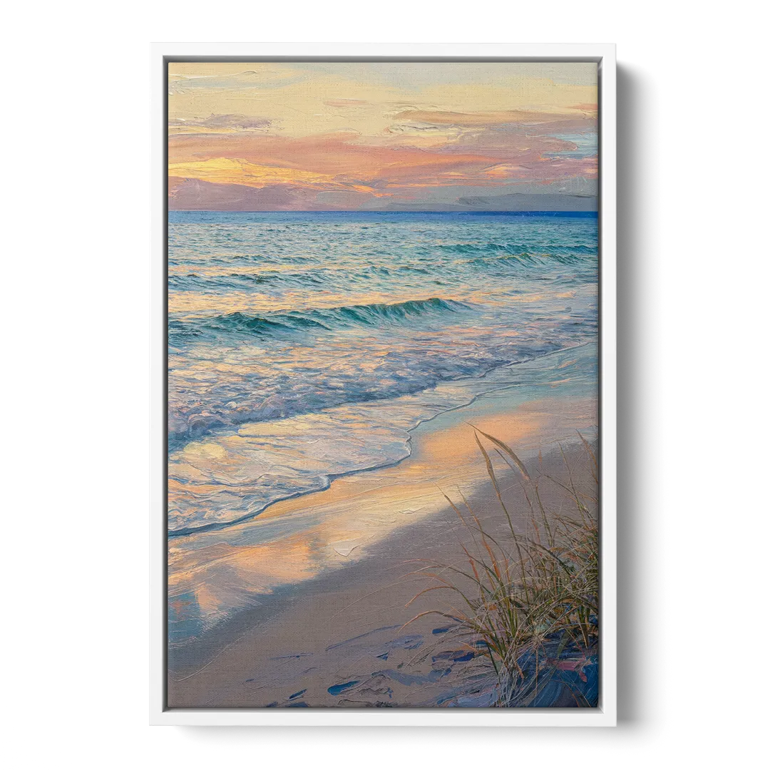 Hilton Head Island Sunset Beach View - White Frame Canvas