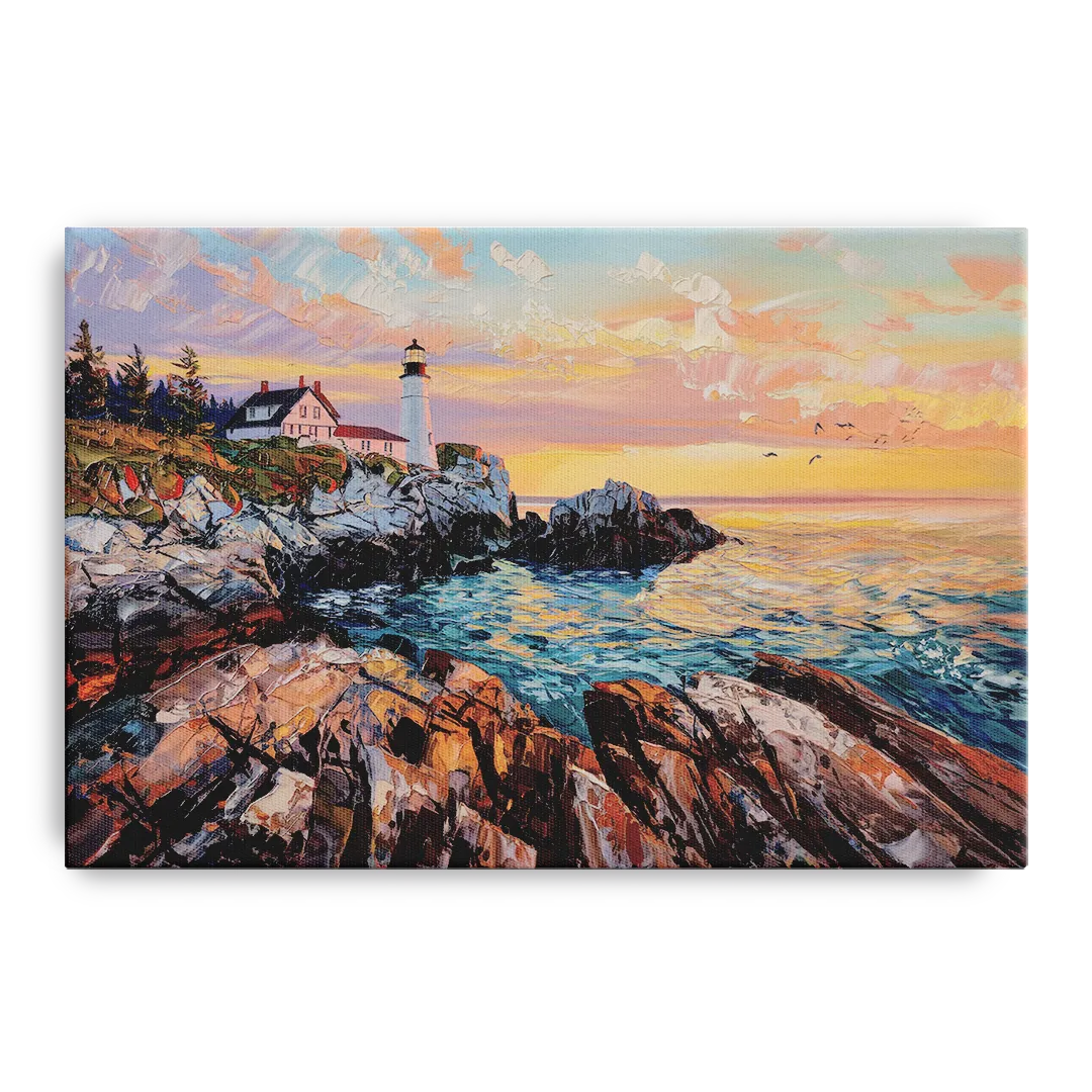 Bar Harbor Lighthouse Landscape - Canvas Wall Art