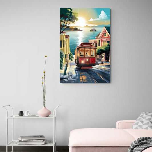 San Francisco Cable Car Journey - Canvas Wall Art Living Room