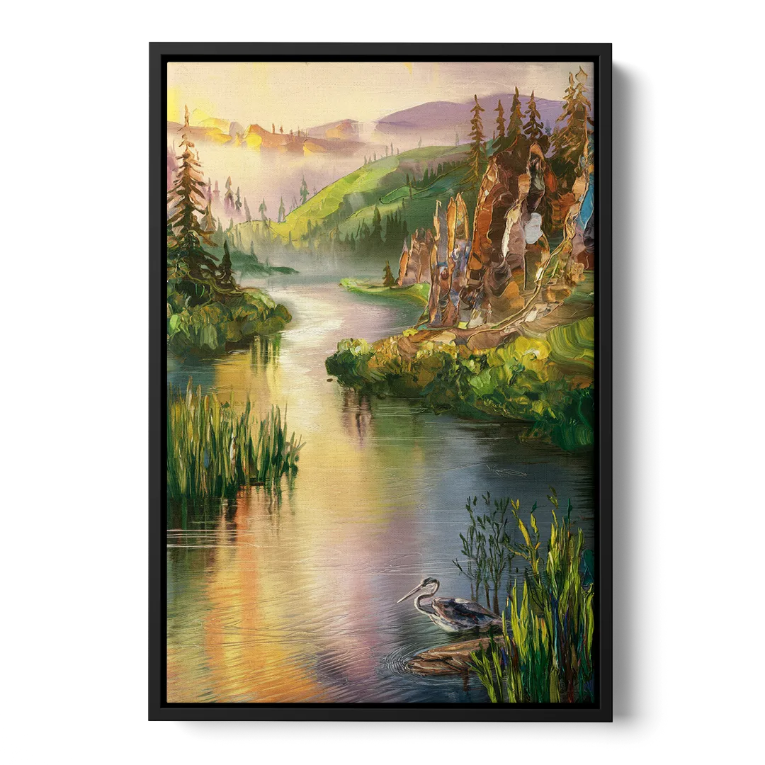 Spokane Scenic River - Black Frame Canvas