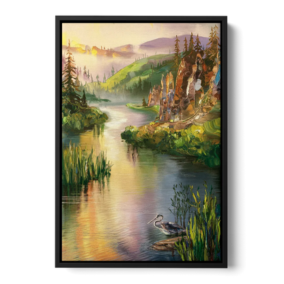 Spokane Scenic River - Black Frame Canvas