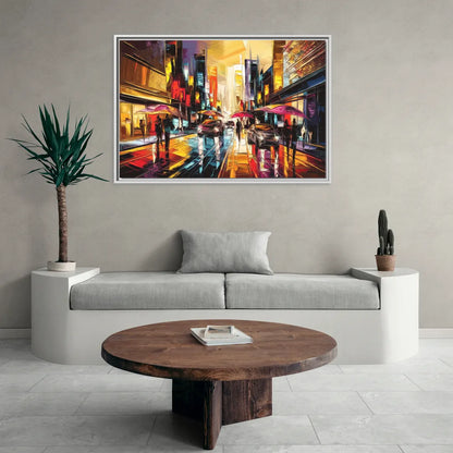 Mobile Vibrant Streets - Living Room White Frame Canvas