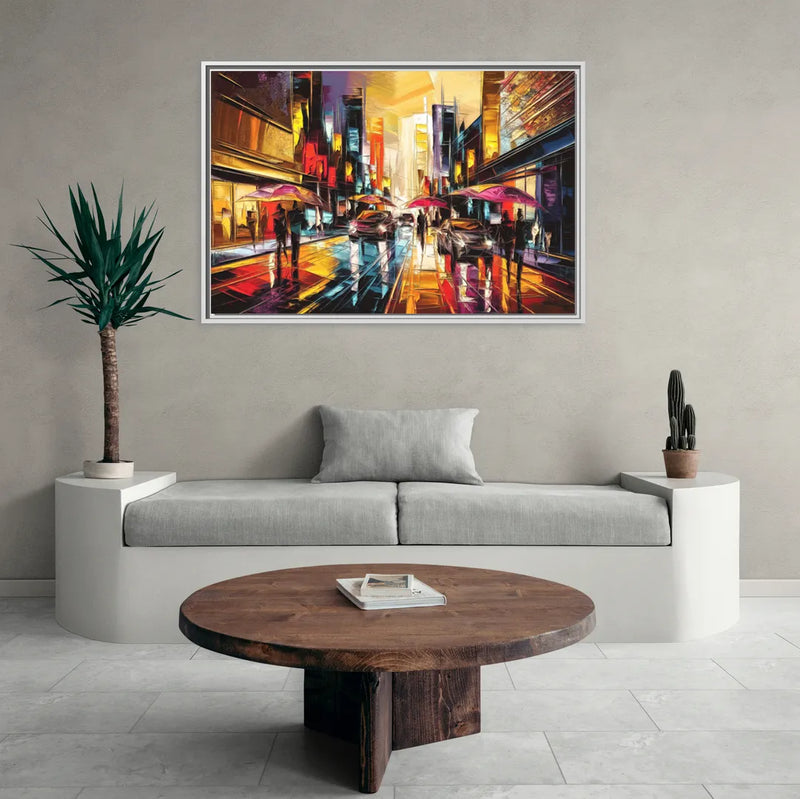 Mobile Vibrant Streets - Living Room White Frame Canvas
