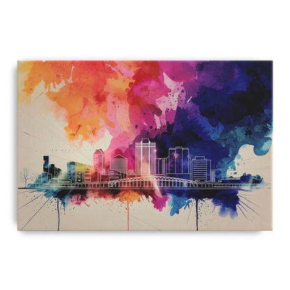 Rochester Skyline At Sunset - Canvas Wall Art