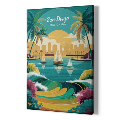 San Diego Mission Bay Views - Canvas Print Art Sides