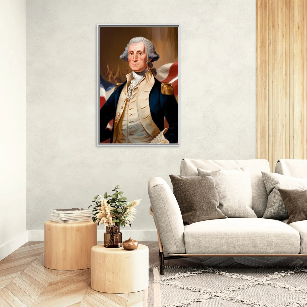 George Washington Legacy - Living Room White Frame Canvas