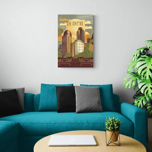 Detroit Architectural Beauty - Canvas Wall Art Living Room