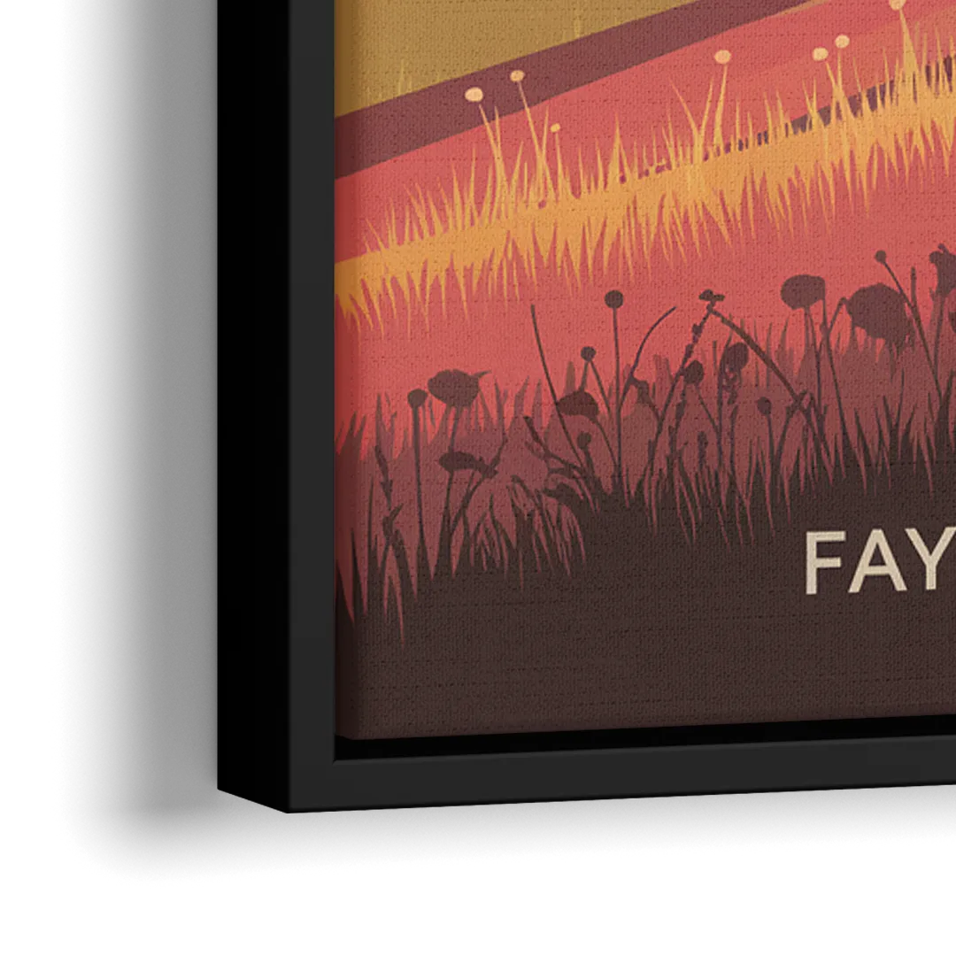 Fayetteville Sunset Views - Close-Up Black Frame Canvas