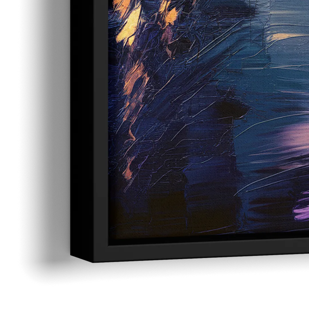 Washington DC Night Lights - Close-Up Black Frame Canvas