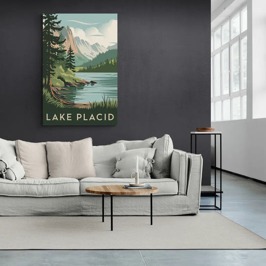 Lake Placid Mountain Escape - Canvas Wall Art Living Room