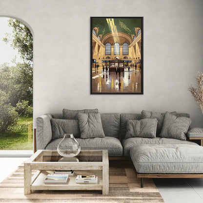 New York City Grand Central Station - Living Room Black Frame Canvas