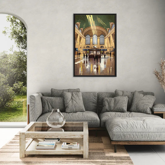 New York City Grand Central Station - Living Room Black Frame Canvas