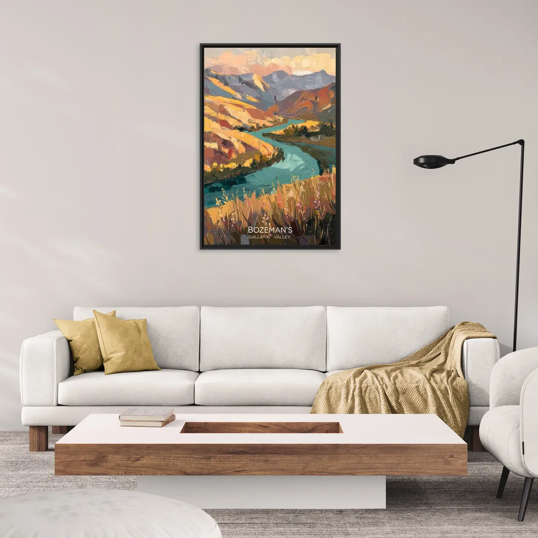 Bozeman Gallatin Valley - Living Room Black Frame Canvas