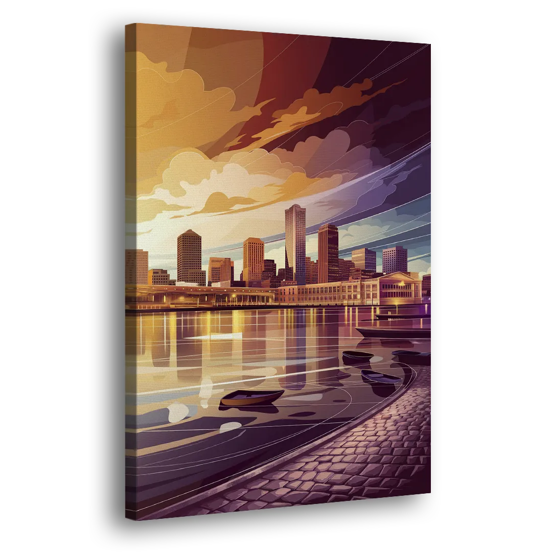 Boston Skyline at Sunset - Canvas Print Art Sides