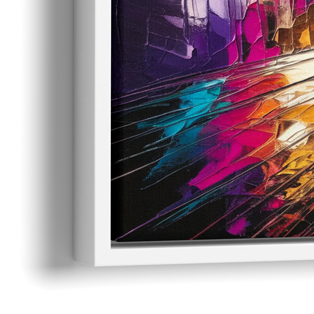 Las Vegas Neon Nights - Close-Up White Frame Canvas