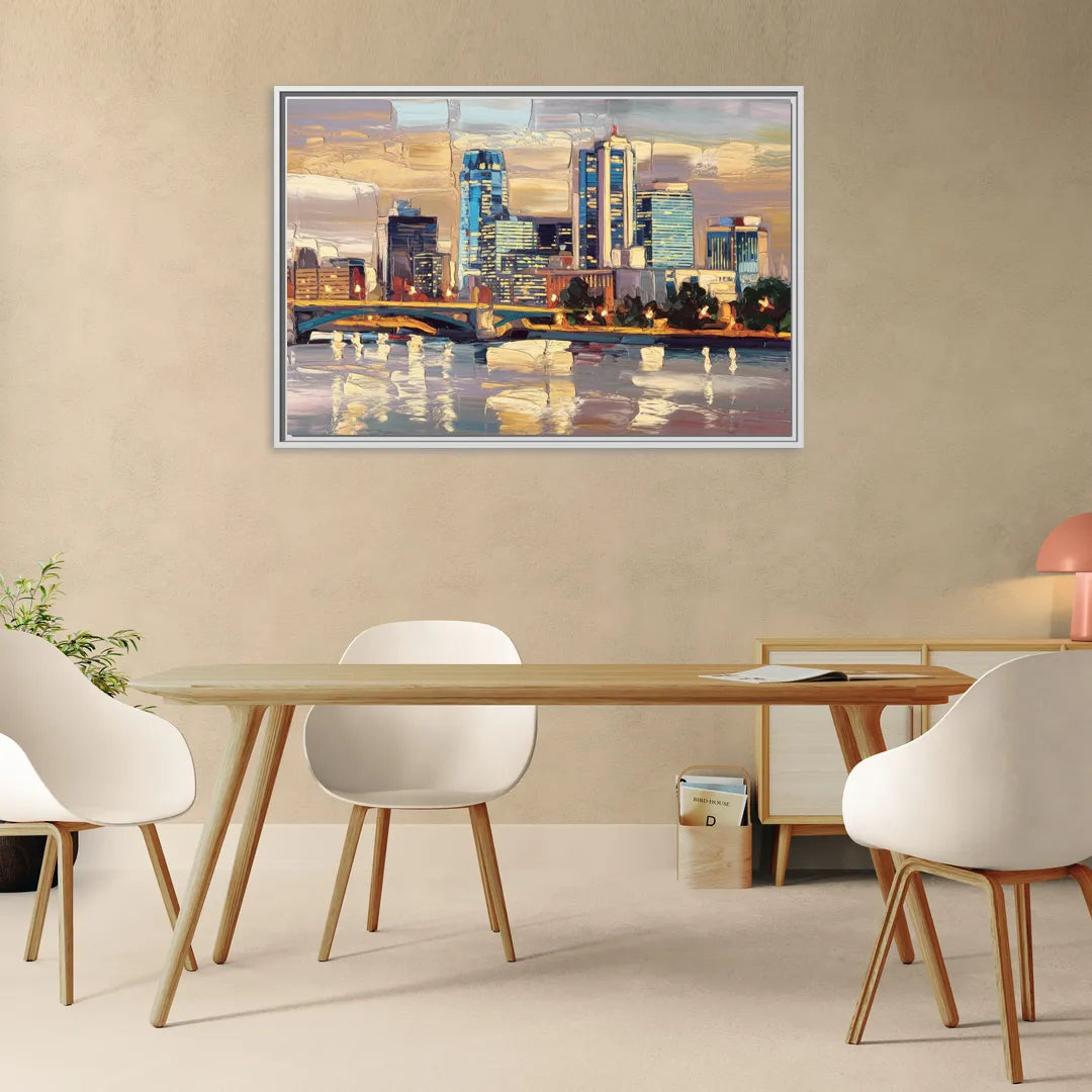 Minneapolis Modern Architectural Beauty - Living Room White Frame Canvas