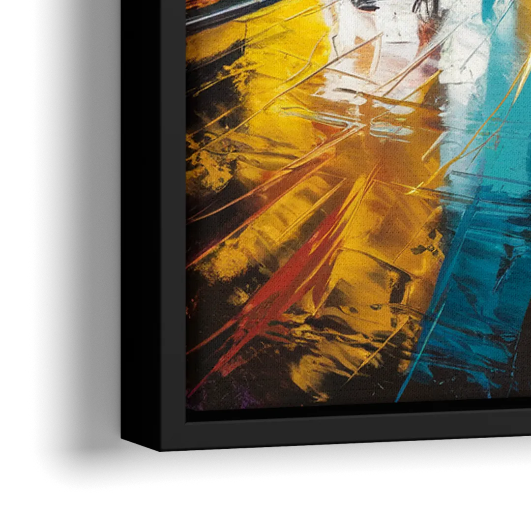 Las Vegas Downtown Energy - Close-Up Black Frame Canvas