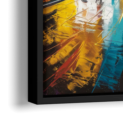 Las Vegas Downtown Energy - Close-Up Black Frame Canvas