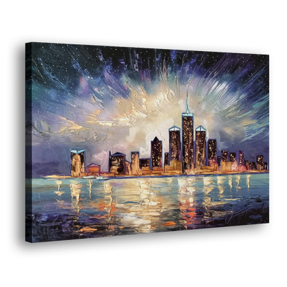 Detroit Skyline And Stars - Canvas Print Art Sides