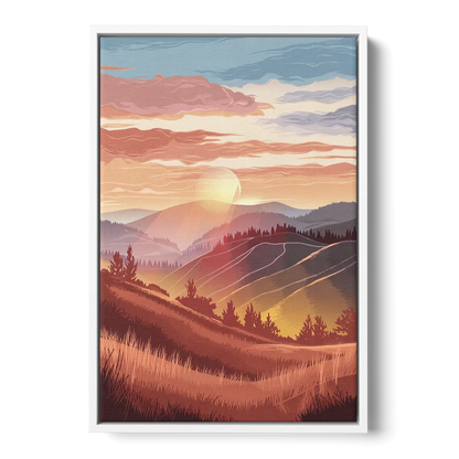 Ashland Sunrise Over Hills - White Frame Canvas