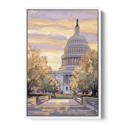 Lincoln Capitol Building - White Frame Canvas