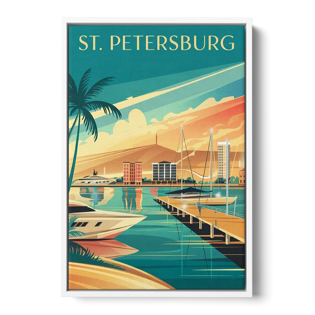 St. Petersburg Gulf Coast Views - White Frame Canvas