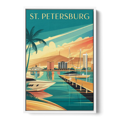 St. Petersburg Gulf Coast Views - White Frame Canvas