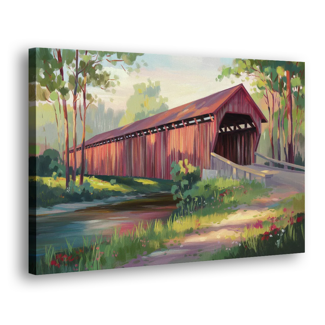 Ashland Covered Bridge - Canvas Print Art Sides