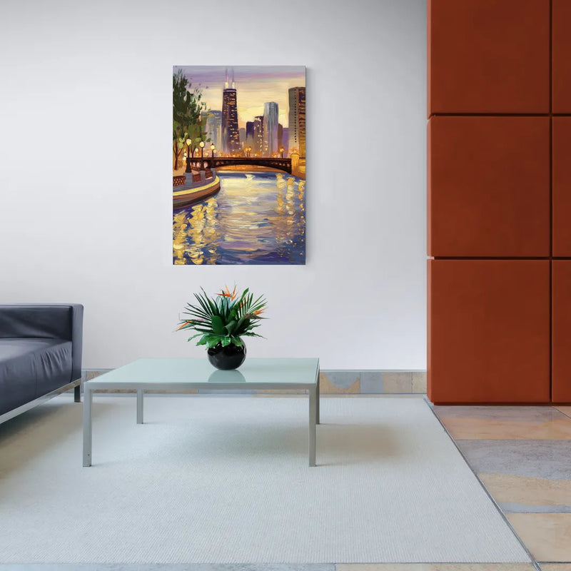 Chicago Riverwalk Charm - Canvas Wall Art Living Room