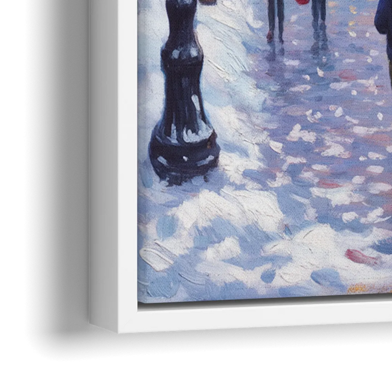 Quebec City Christmas Lights - Close-Up White Frame Canvas