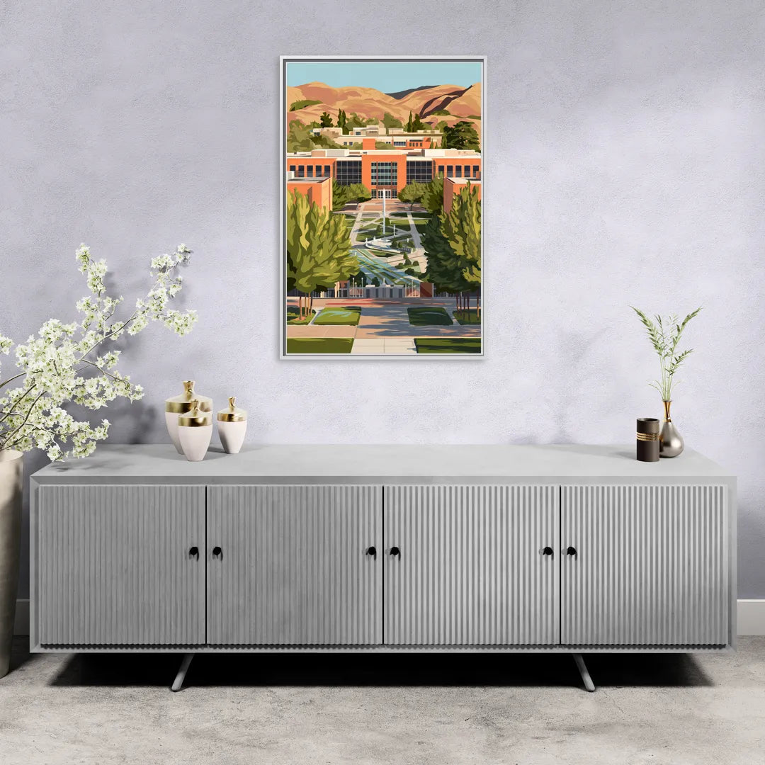 Fresno State Campus Vibes - Living Room White Frame Canvas