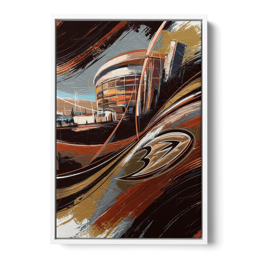 Anaheim Ducks Legacy - White Frame Canvas
