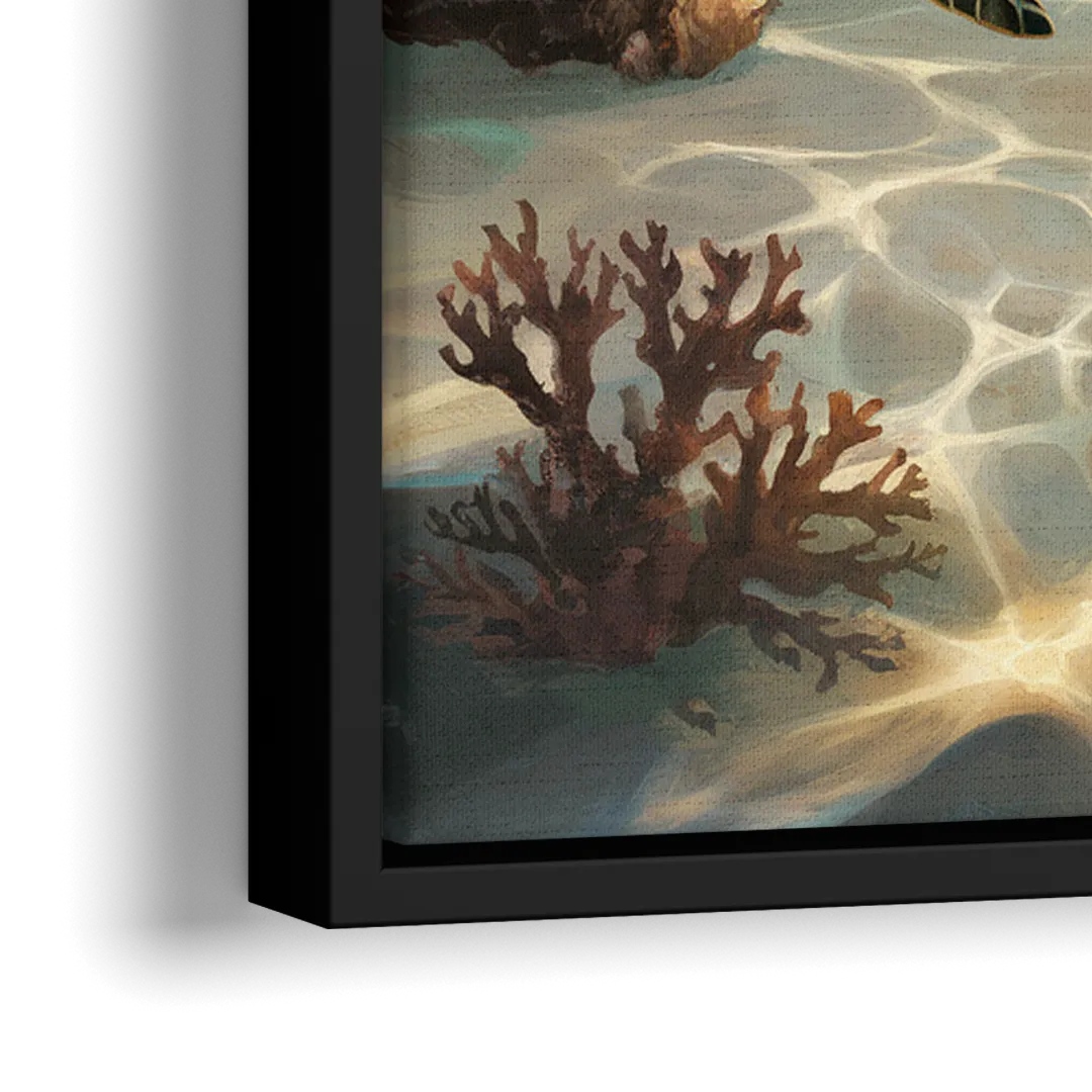 Hilton Head Island Sea Turtle Journey - Close-Up Black Frame Canvas