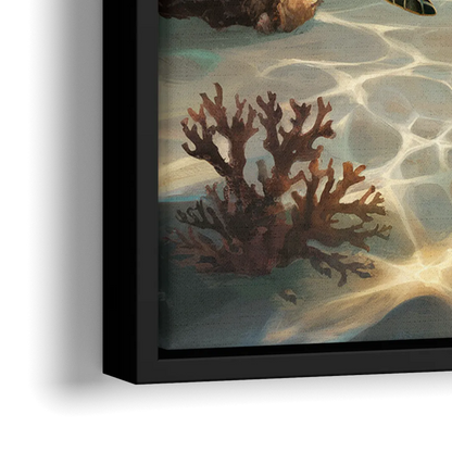 Hilton Head Island Sea Turtle Journey - Close-Up Black Frame Canvas