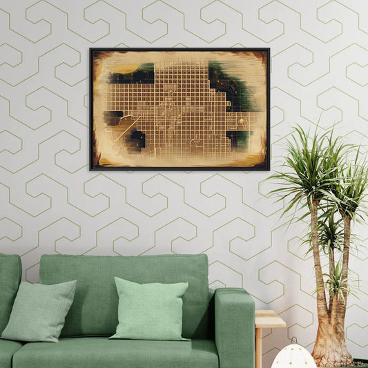 Denver Neighborhood Map - Living Room Black Frame Canvas
