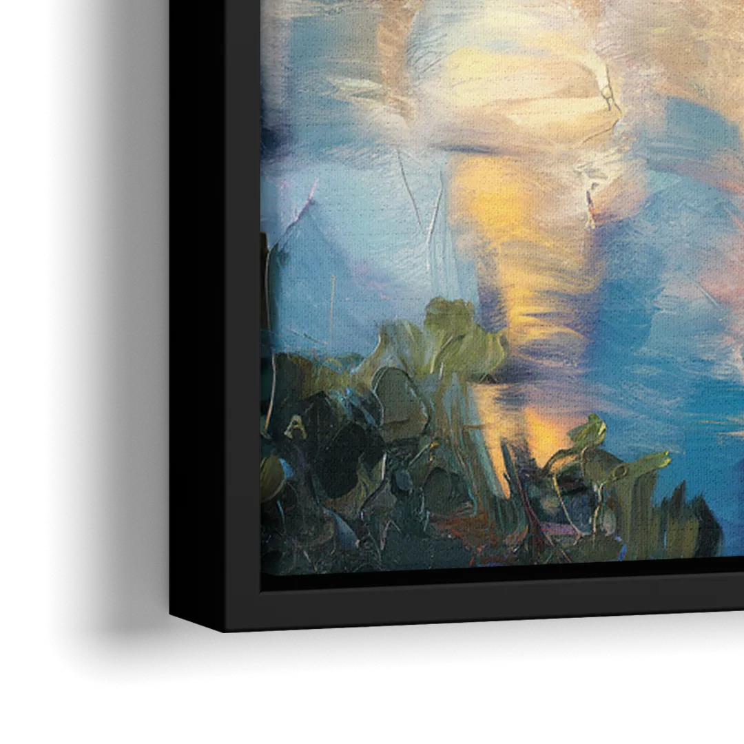 Boston Charles River Reflections - Close-Up Black Frame Canvas