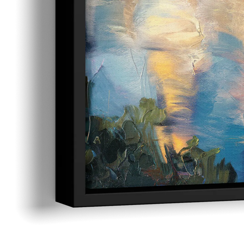 Boston Charles River Reflections - Close-Up Black Frame Canvas