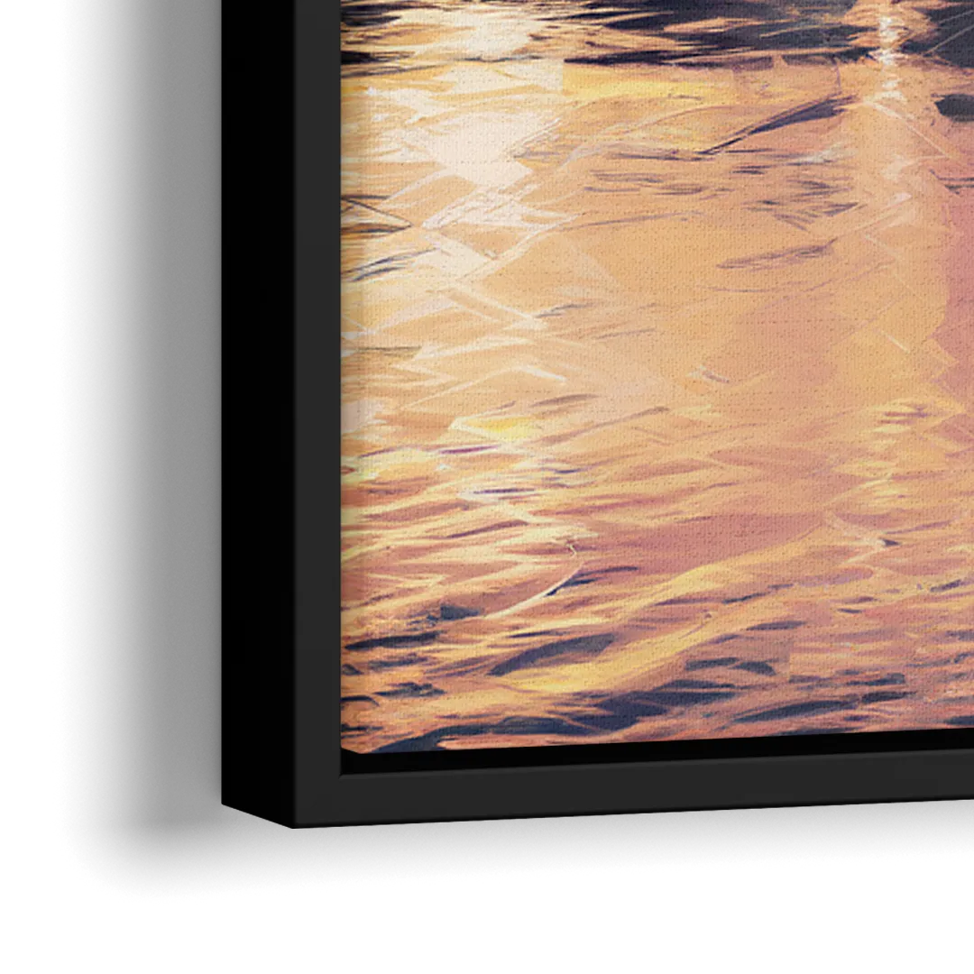 Buffalo Skyline at Sunset - Close-Up Black Frame Canvas