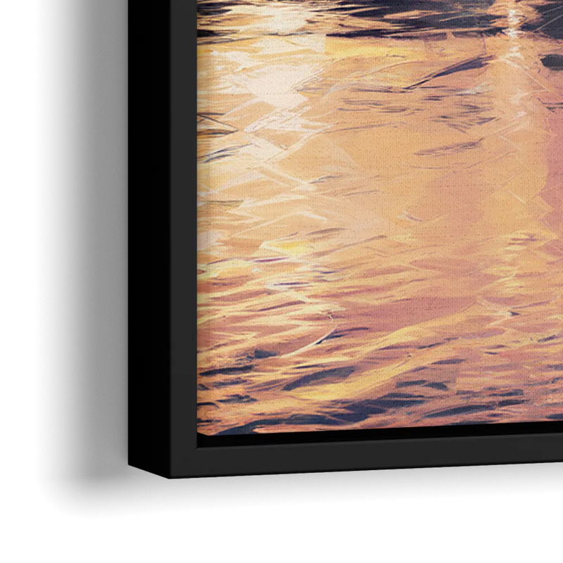 Buffalo Skyline at Sunset - Close-Up Black Frame Canvas