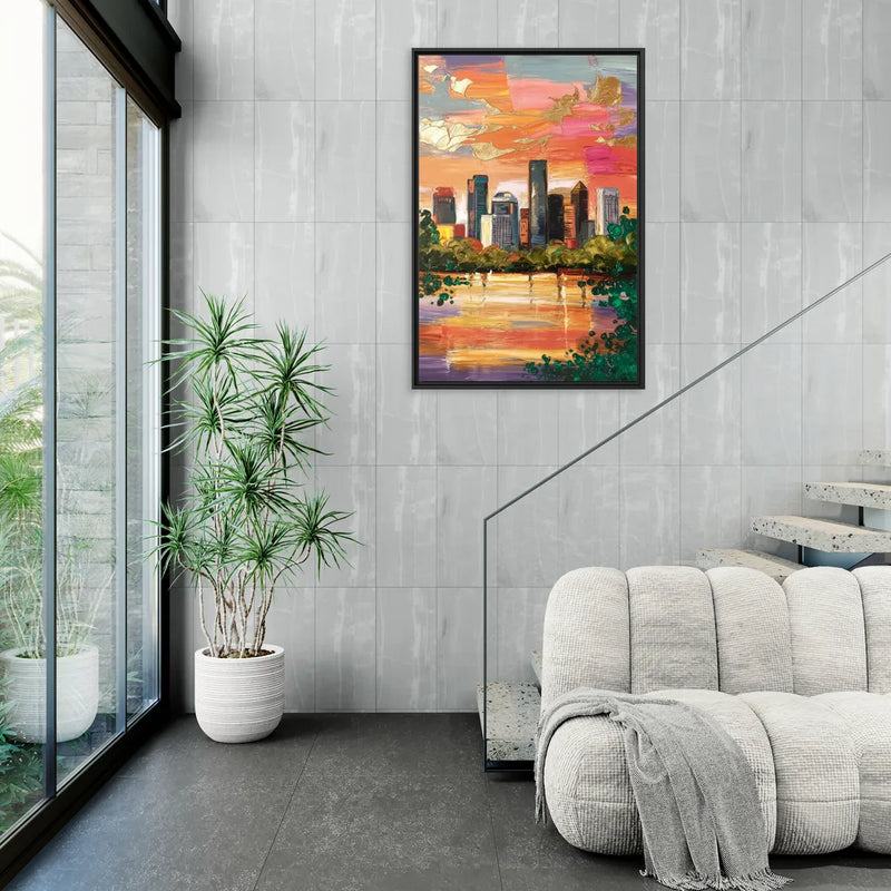 Houston Cultural Essence - Living Room Black Frame Canvas