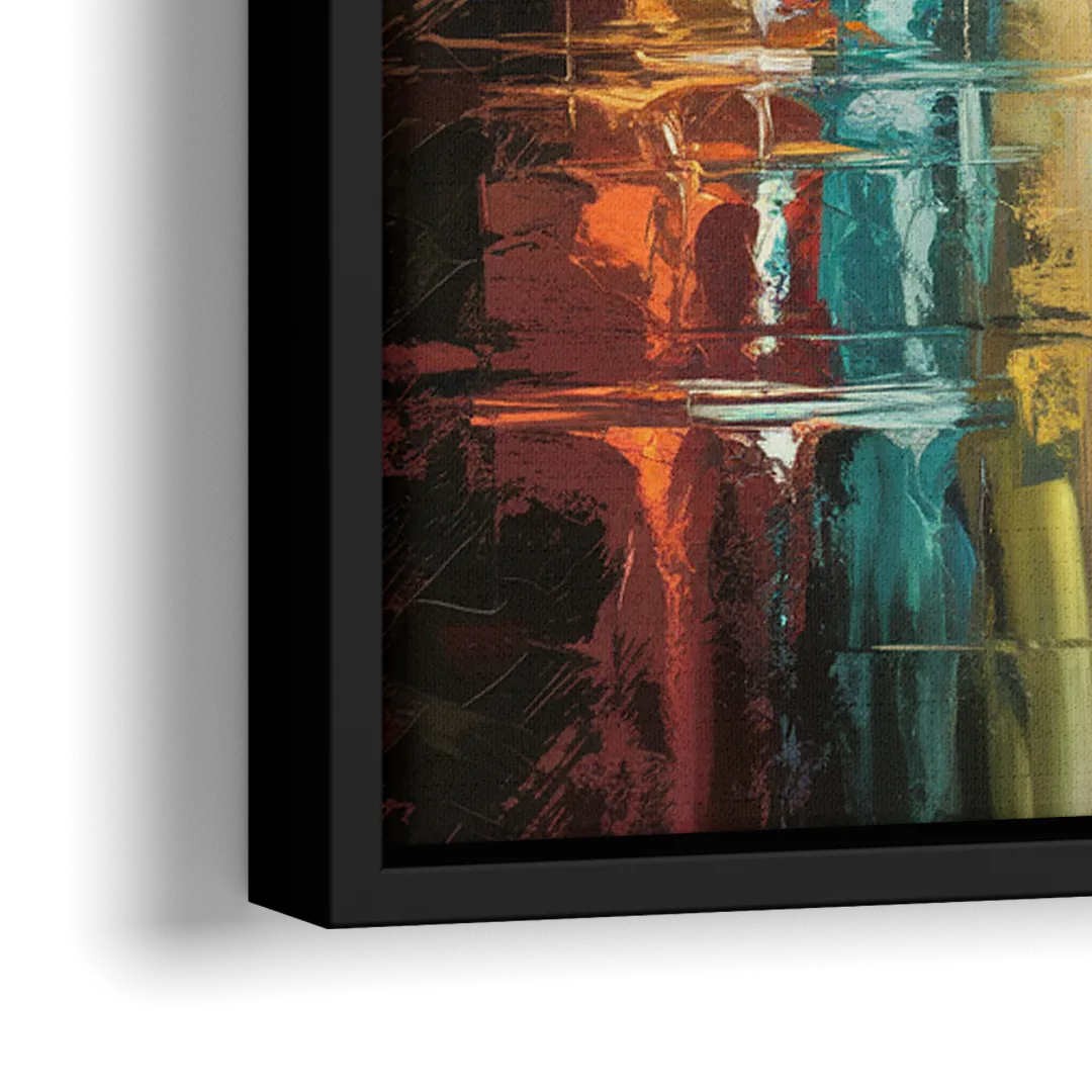 Mobile Abstract Cityscape Modern - Close-Up Black Frame Canvas
