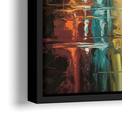 Mobile Abstract Cityscape Modern - Close-Up Black Frame Canvas